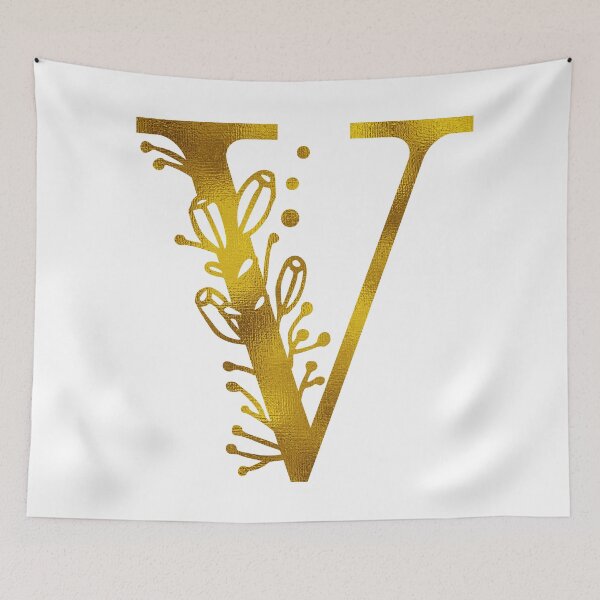 Artikelvorschau, Goldblumenmonogramm V. entworfen und verkauft von Amy Olsen.