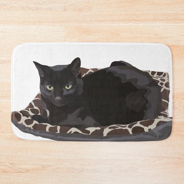 Item preview, Cute black cat on mat designed and sold by MiaoMiaoYu.