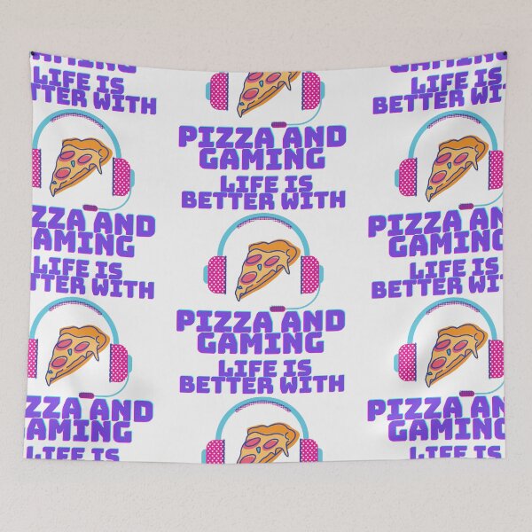 Item preview, life is better with pizza and gaming designed and sold by JocelynCrafts.