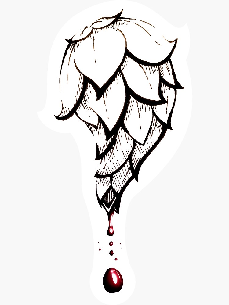 Thumbnail 3 of 3, Sticker, Blood and Hops designed and sold by likemoyd.