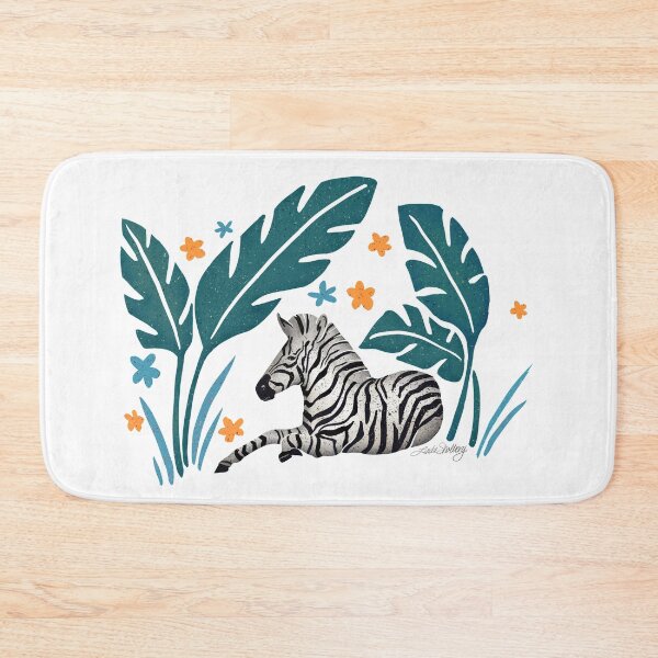 Item preview, Zebra in the Jungle dark Teal leaves by Linda Sholberg designed and sold by Linda Sholberg.