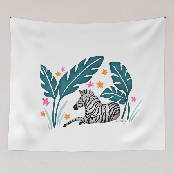 Item preview, Zebra in the Jungle pink & orange Flowers by Linda Sholberg designed and sold by Linda Sholberg.