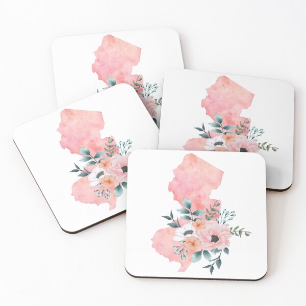Item preview, New Jersey Pink Floral Watercolor - NJ designed and sold by randrgiftshop.