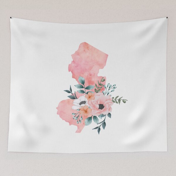 Item preview, New Jersey Pink Floral Watercolor - NJ designed and sold by randrgiftshop.