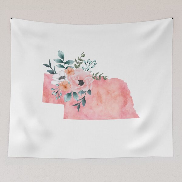 Item preview, Nebraska Pink Floral Watercolor - NE designed and sold by randrgiftshop.