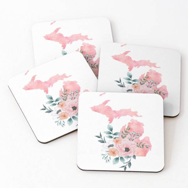Item preview, Michigan Pink Floral Watercolor - MI designed and sold by randrgiftshop.