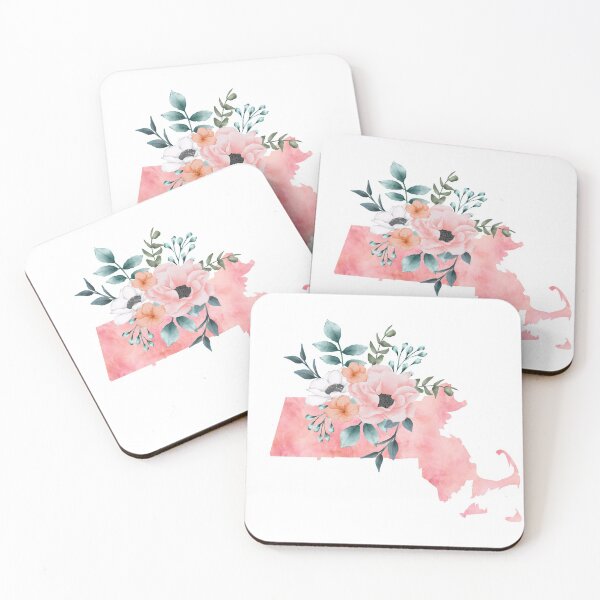 Item preview, Massachusetts Pink Floral Watercolor - MA designed and sold by randrgiftshop.