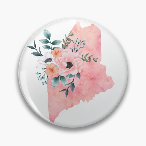 Item preview, Maine Pink Floral Watercolor - ME designed and sold by randrgiftshop.
