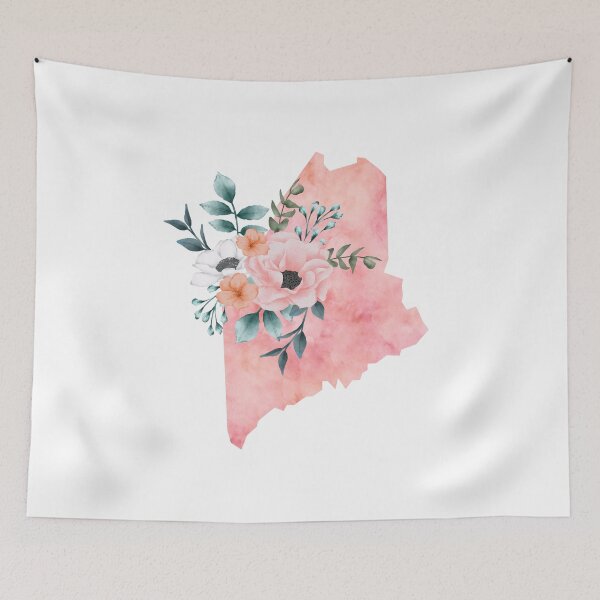 Item preview, Maine Pink Floral Watercolor - ME designed and sold by randrgiftshop.