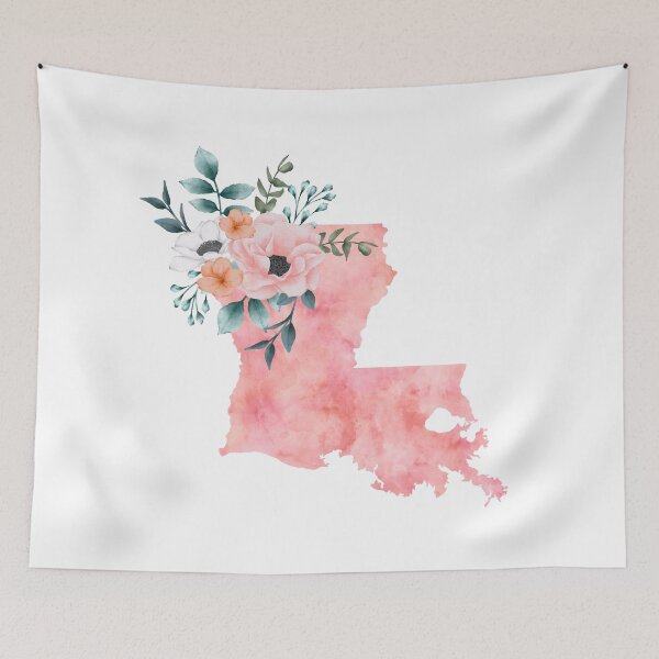 Item preview, Louisiana Pink Floral Watercolor - LA designed and sold by randrgiftshop.