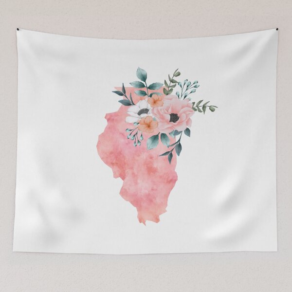 Item preview, Illinois Pink Floral Watercolor - IL designed and sold by randrgiftshop.