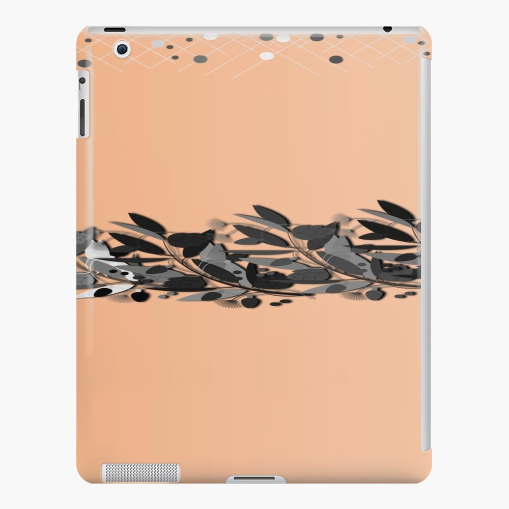 Pale Peach with different grey shades of feathers iPad Case & Skin