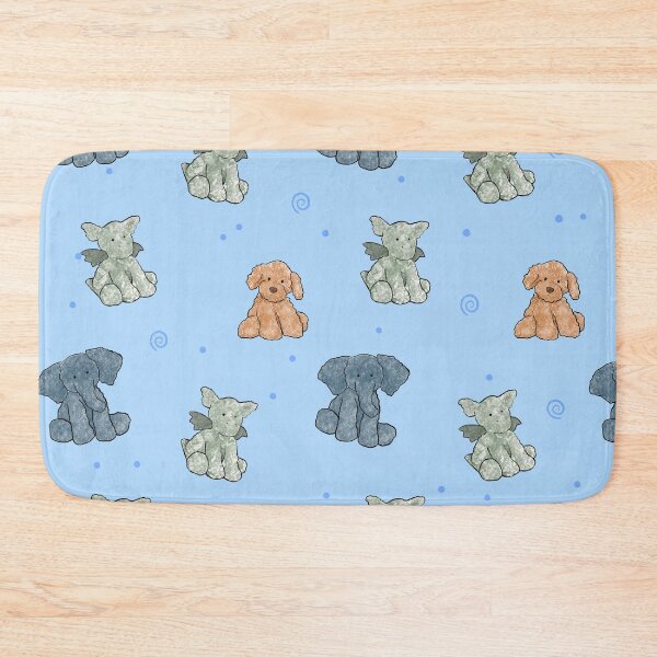 Item preview, stuffed animal pattern blue designed and sold by Sara Frane.
