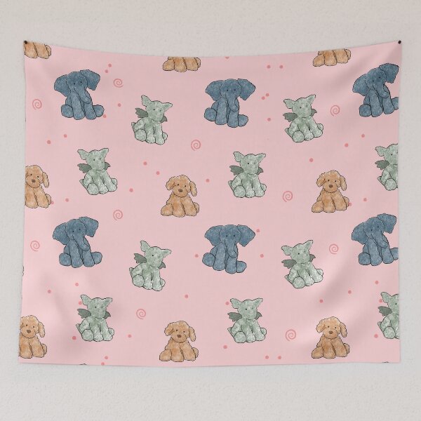 Item preview, stuffed animal pattern pink designed and sold by Sara Frane.
