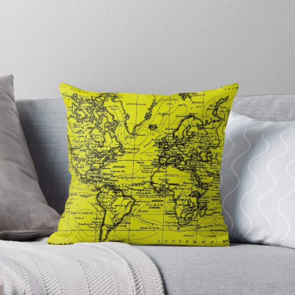 Item preview, World Map (1899) Yellow & Black designed and sold by BravuraMedia.