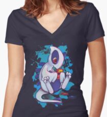 Gamer Lugia Women's Fitted V-Neck T-Shirt