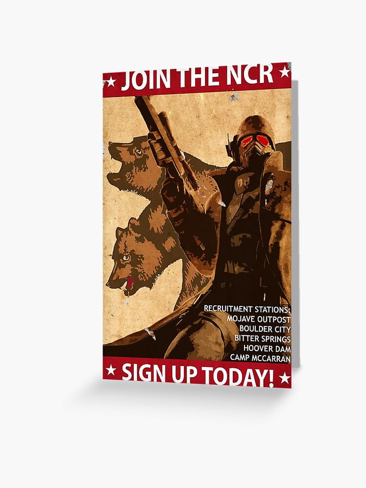 Fallout New Vegas Join The Ncr Propaganda Artwork Greeting Card By Punchitgraphics Redbubble