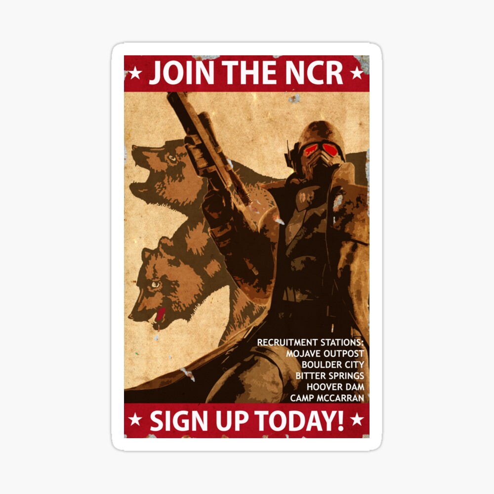 Fallout New Vegas Join The Ncr Propaganda Artwork Poster By Punchitgraphics Redbubble