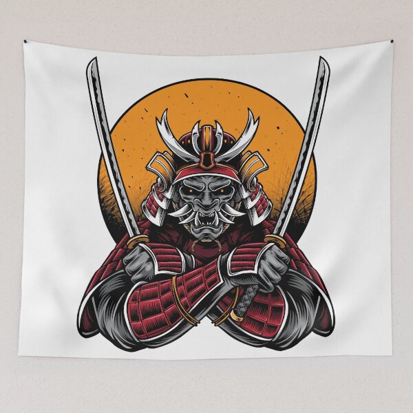 Item preview, Samurai Holding Dual Katana Art designed and sold by JTS STORE.