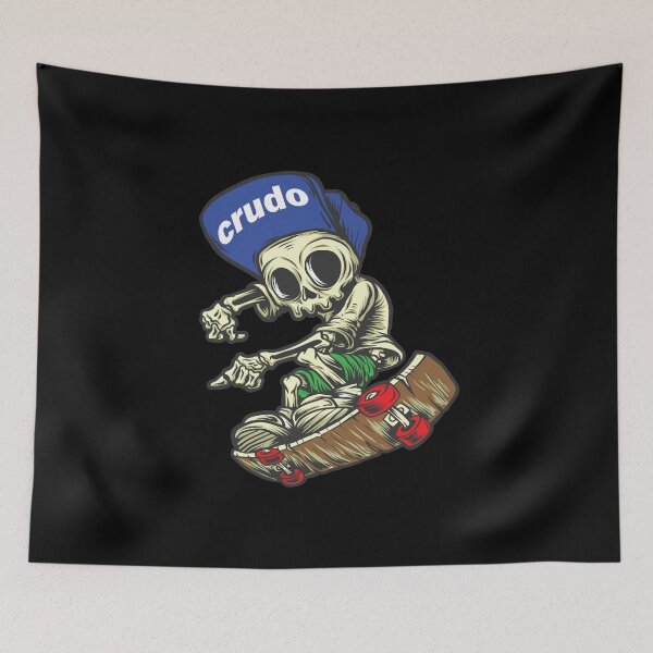 Item preview, Blue Cap Crudo Skater Skateboarder Skeleton designed and sold by CrudoMerch.