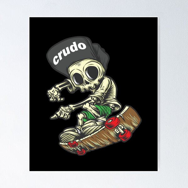 Item preview, Gray Cap Crudo Skater Skateboarder Skeleton designed and sold by CrudoMerch.