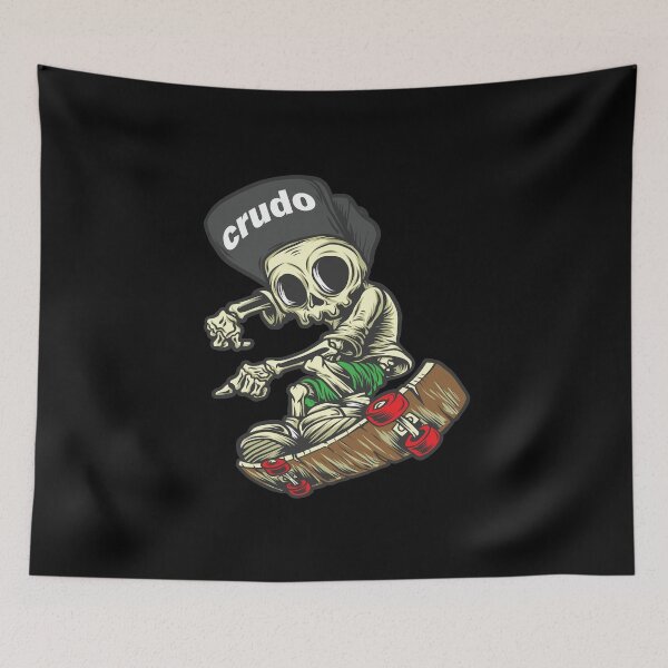 Item preview, Gray Cap Crudo Skater Skateboarder Skeleton designed and sold by CrudoMerch.