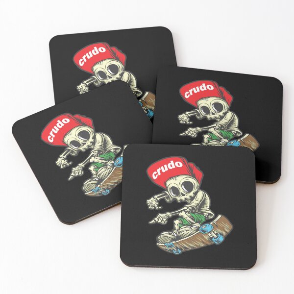 Item preview, Red Cap Crudo Skater Skateboarder Skeleton designed and sold by CrudoMerch.
