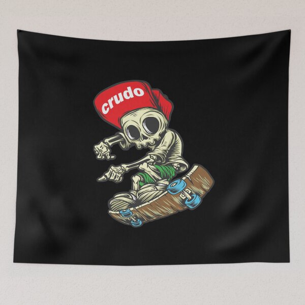 Item preview, Red Cap Crudo Skater Skateboarder Skeleton designed and sold by CrudoMerch.