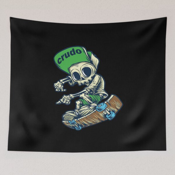 Item preview, Green Cap Crudo Skater Skateboarder Skeleton designed and sold by CrudoMerch.