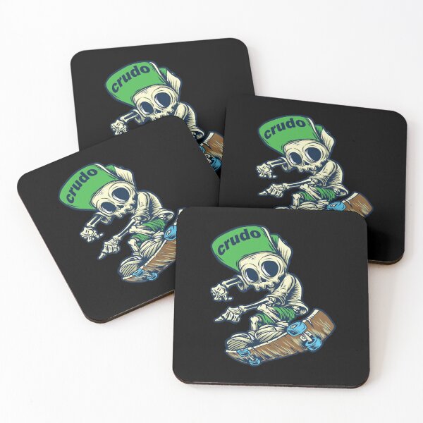 Item preview, Green Cap Crudo Skater Skateboarder Skeleton designed and sold by CrudoMerch.