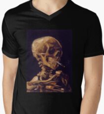 Vincent Van Gogh's 'Skull with a Burning Cigarette' Men's V-Neck T-Shirt