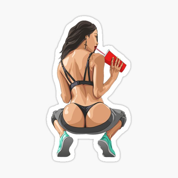 18 Sex Stickers Jolie fille sexy avec un gros butin Sticker