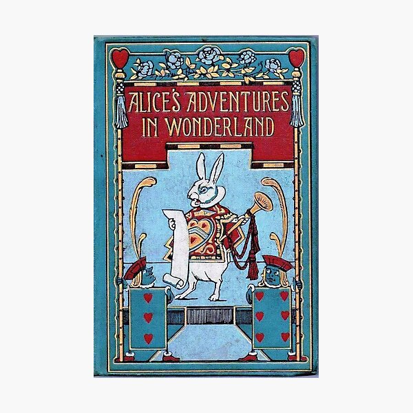 1800s ALICE ADVENTURES IN WONDERLAND - HIGH RESOLUTION - BOOK COVER ART -fading restored Photographic Print