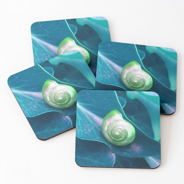 Item preview, Spiral Green Snail Shell on a Teal Green Leaf designed and sold by hearthearts.
