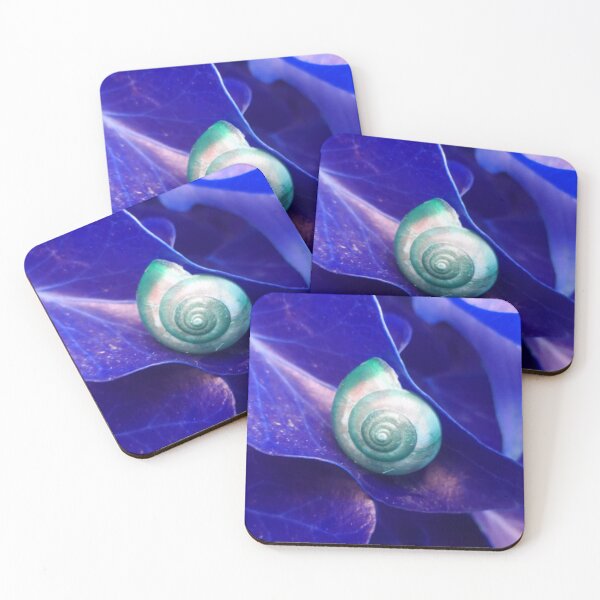 Item preview, Spiral Teal Green Snail Shell on a Blue Leaf designed and sold by hearthearts.