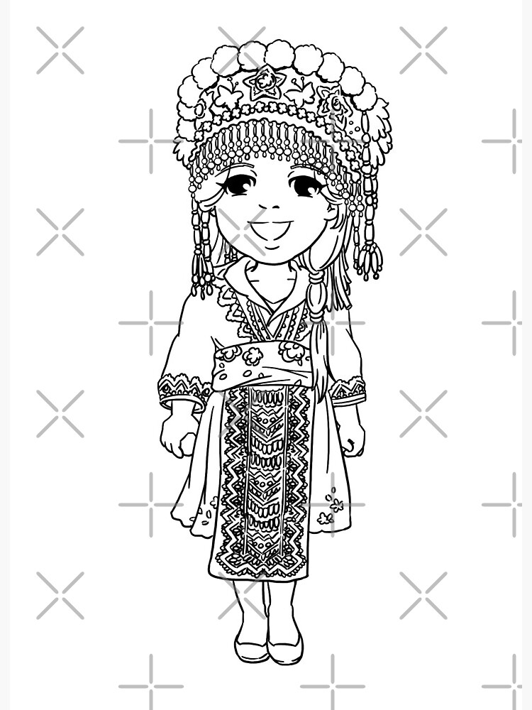 Coloring Set - Hmong Girls (PDF)