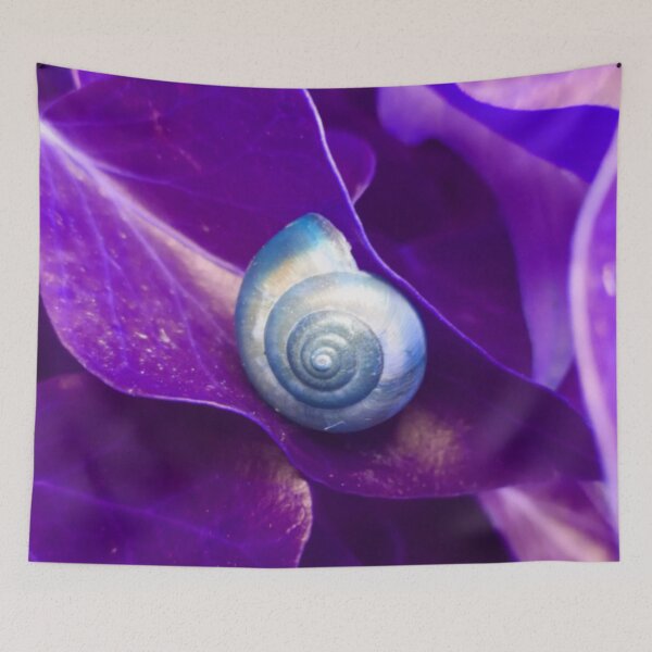 Item preview, Spiral Blue Snail Shell on a Purple Leaf designed and sold by hearthearts.