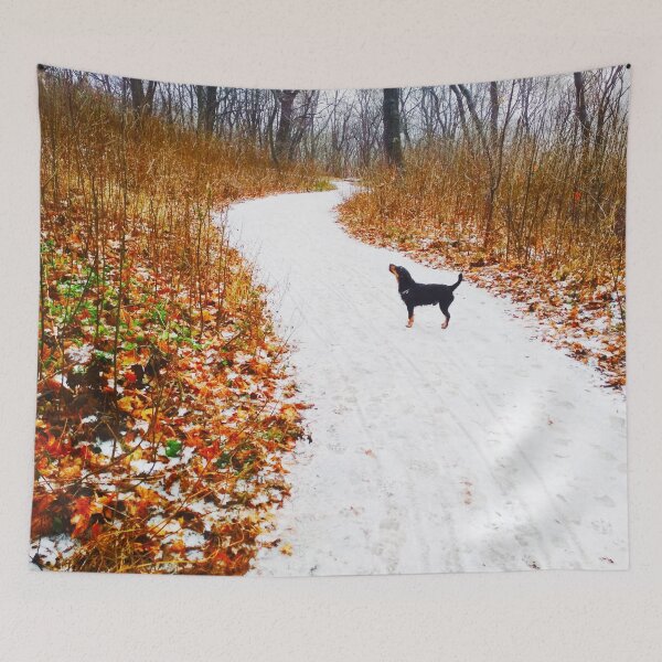 Item preview, Snowy way through a bright forest designed and sold by helenkaiy.