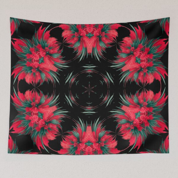 Item preview, modern red black floral mandala designed and sold by haroulita.