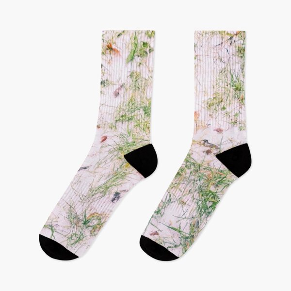 Item preview, First snow, natural background, green grass covered with snow  designed and sold by helenkaiy.