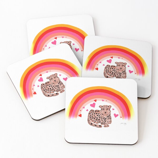 Item preview, Leopard with Colorful Rainbow & Hearts by Linda Sholberg designed and sold by Linda Sholberg.