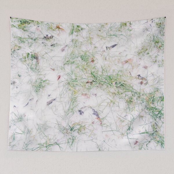 Item preview, First snow, natural background, green grass covered with snow  designed and sold by helenkaiy.