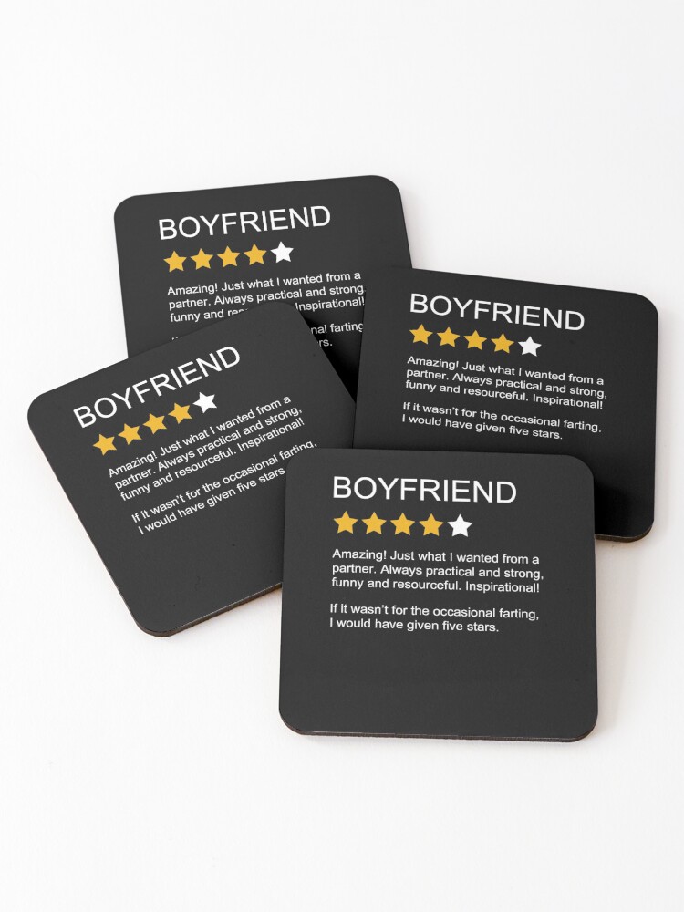 Funny Boyfriend Review 4 Star Rating Boyfriend Coasters Set of 4