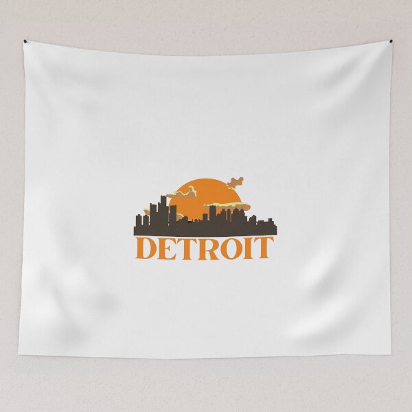 Item preview, Detroit City Skyscraper Skylines Vintage Sunset Retro Silhouette designed and sold by Exey02.