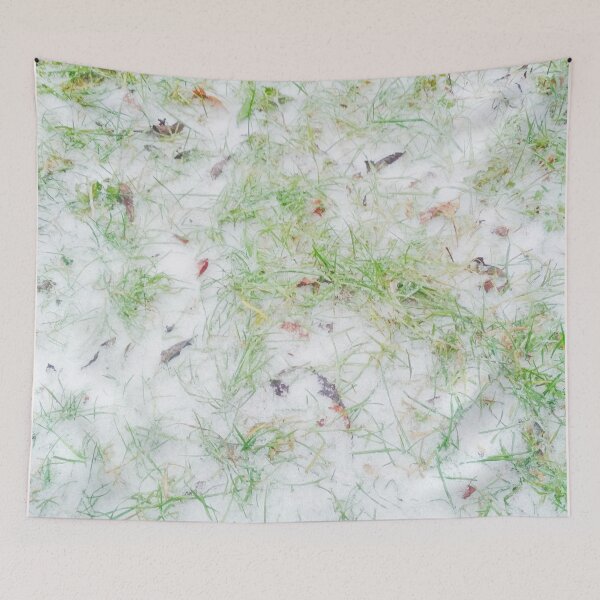 Item preview, First snow, natural background, green grass covered with snow  designed and sold by helenkaiy.