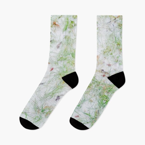 Item preview, First snow, natural background, green grass covered with snow  designed and sold by helenkaiy.