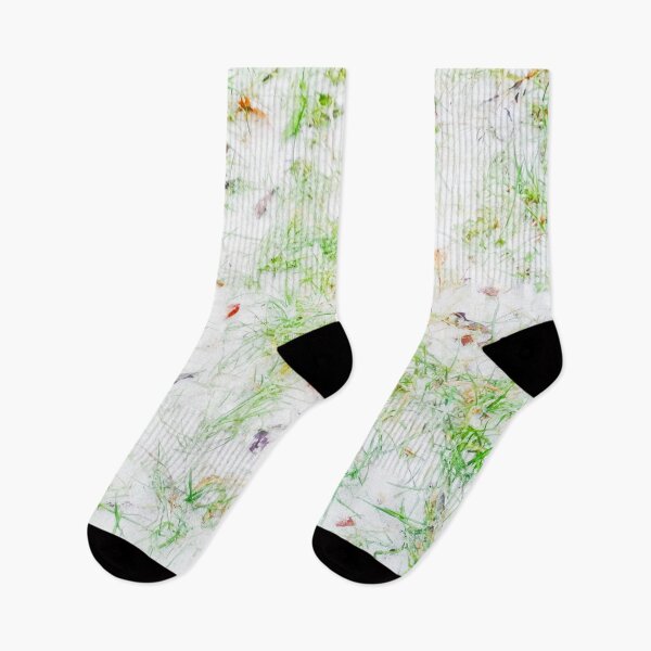 Item preview, First snow, natural background, green grass covered with snow  designed and sold by helenkaiy.