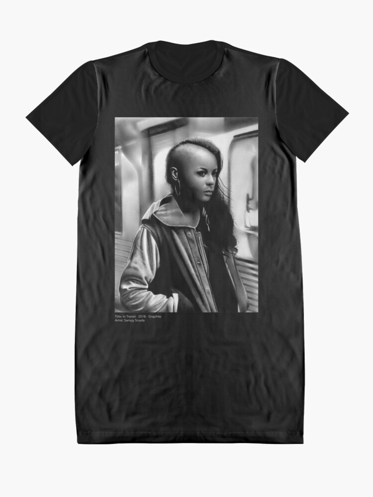 Alternate view of In Transit (Graphite drawing) Graphic T-Shirt Dress
