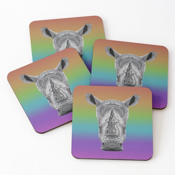 Item preview, White Rhino face on rainbow designed and sold by GeoCreate.