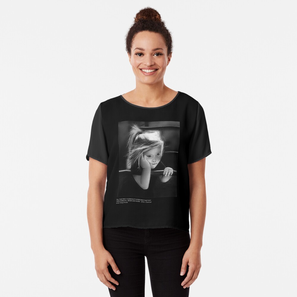 That one childhood playground that got torn down/you never saw again (charcoal drawing) Chiffon Top